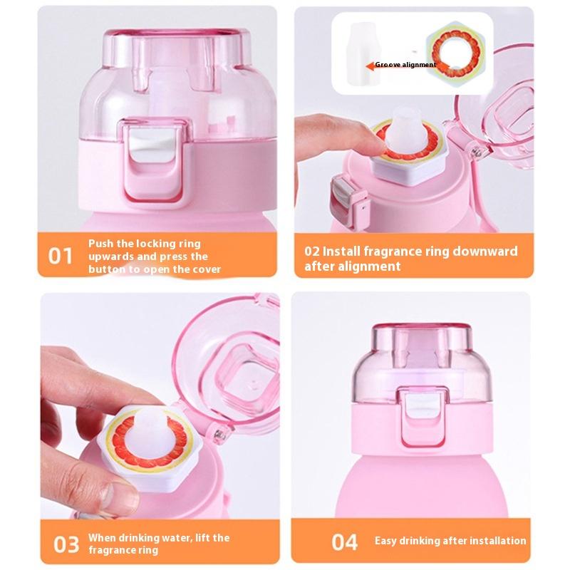 Summer Sports Gym Hydracy Water Bottle BPA Free with Time Marker Drinking with Fruit Scent Air Pods For School Travel