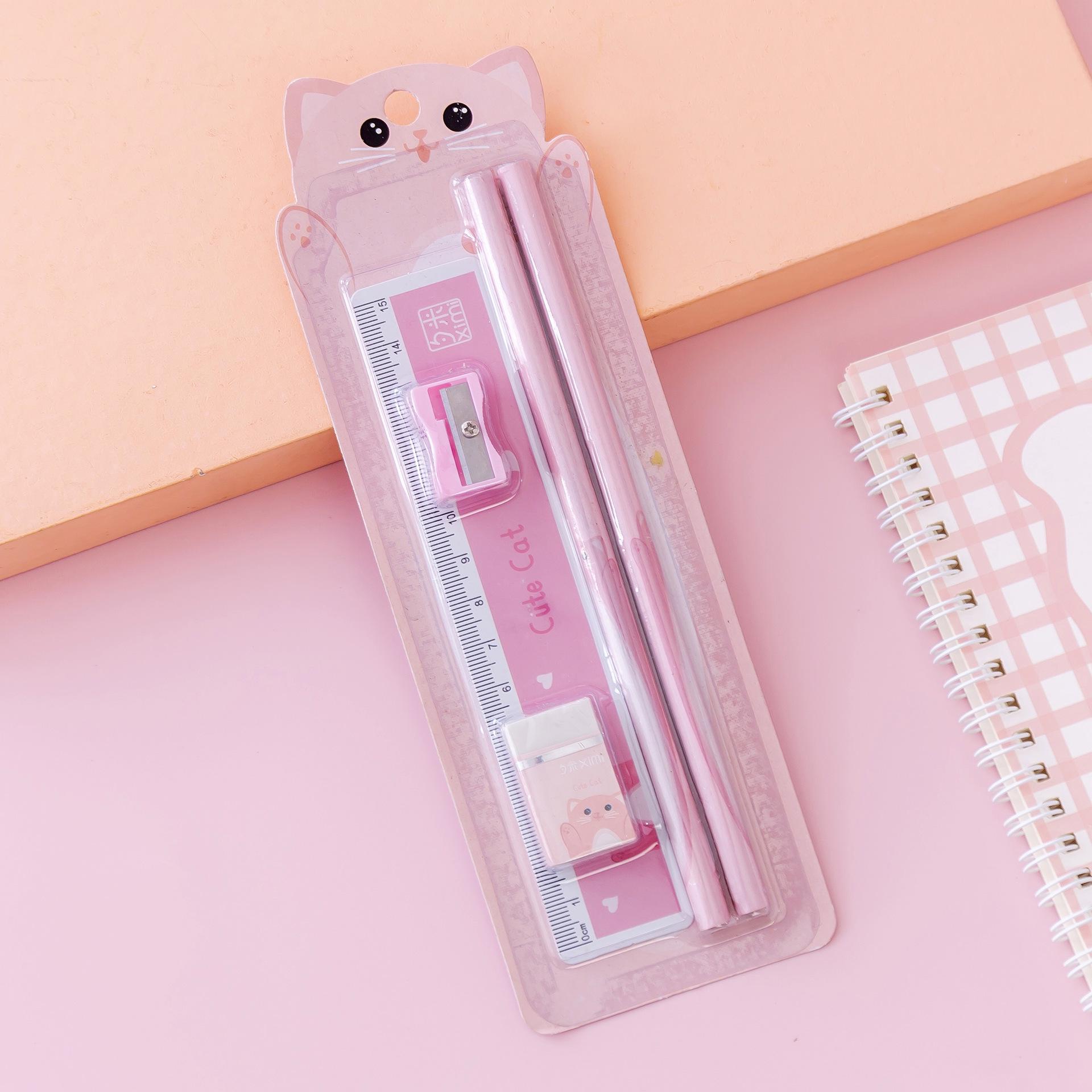 

Children s Day Gift: Cartoon Stationery Set with Pencil, Eraser, Sharpener, and More (5-Piece)