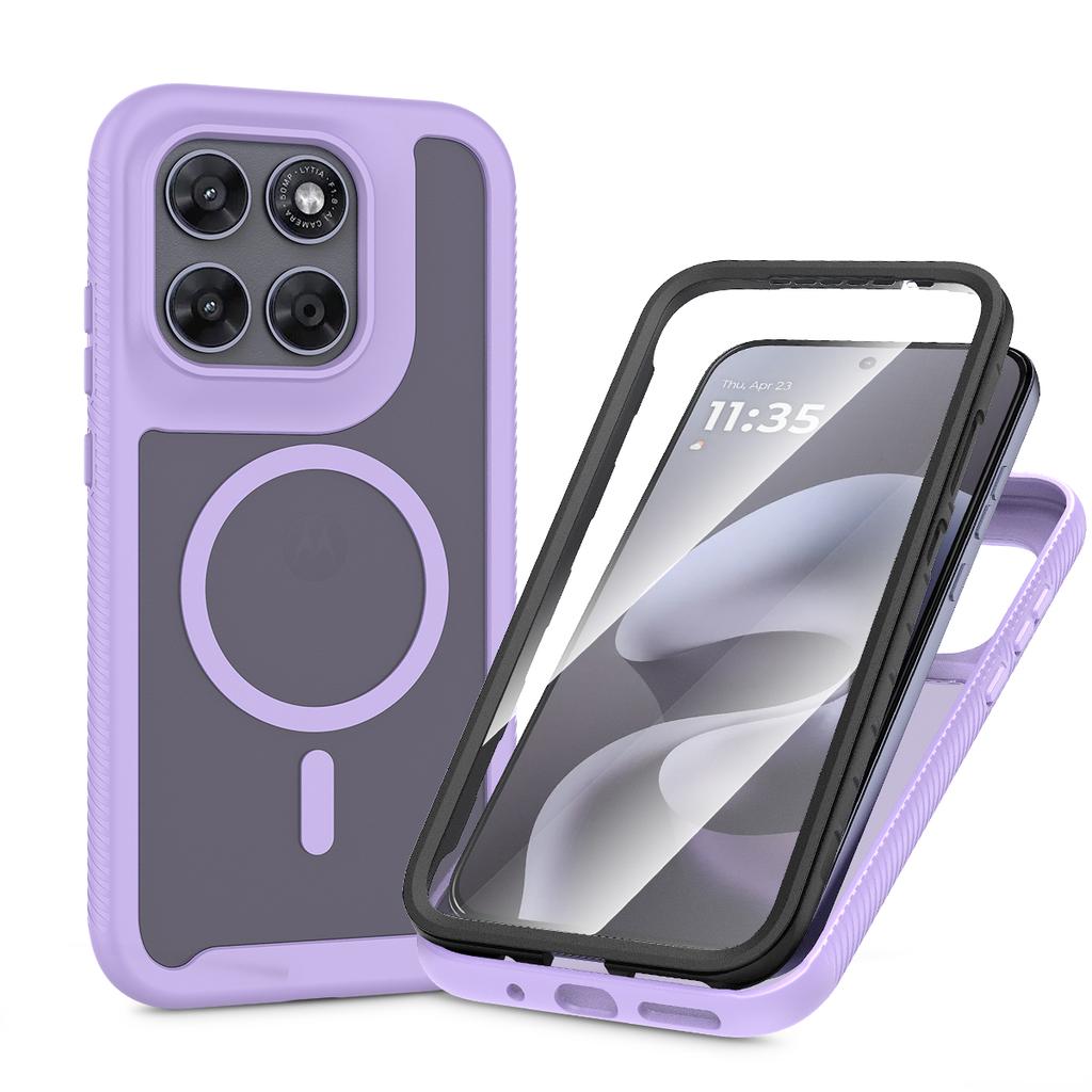 PET Screen Protector Skin Feel Magnetic Phone Case For Motorola Moto G67 G77 TPU Frame Translucent Frosted Acrylic Cover Fundas