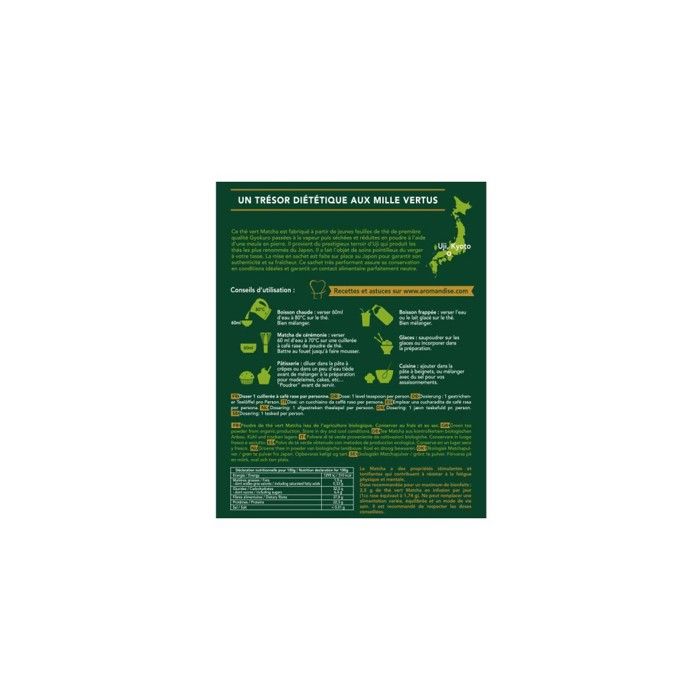 Thé vert matcha bio 80gr - Aromandise