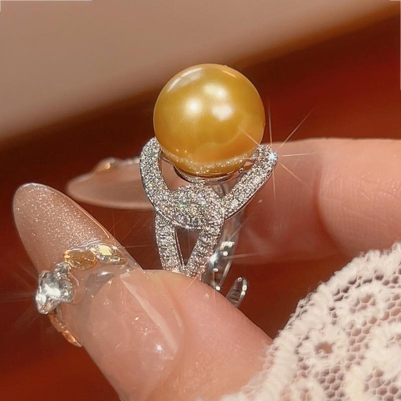 Jewelry Pearl Rings Australian White Pearls Nanyang Gray Fashionable Versatile Simple Women's Styles Open