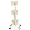 Fuji Boeki Kitchen Cart, 3-Tier Kitchen Rack, 39cm Wide X 27cm High X 78.5cm High, Ivory Steel, with Casters, Slim, 14717