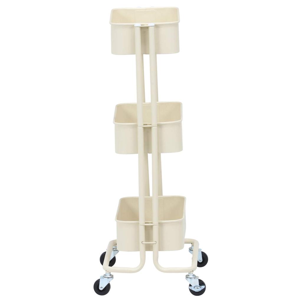 Fuji Boeki Kitchen Cart, 3-Tier Kitchen Rack, 39cm Wide X 27cm High X 78.5cm High, Ivory Steel, with Casters, Slim, 14717