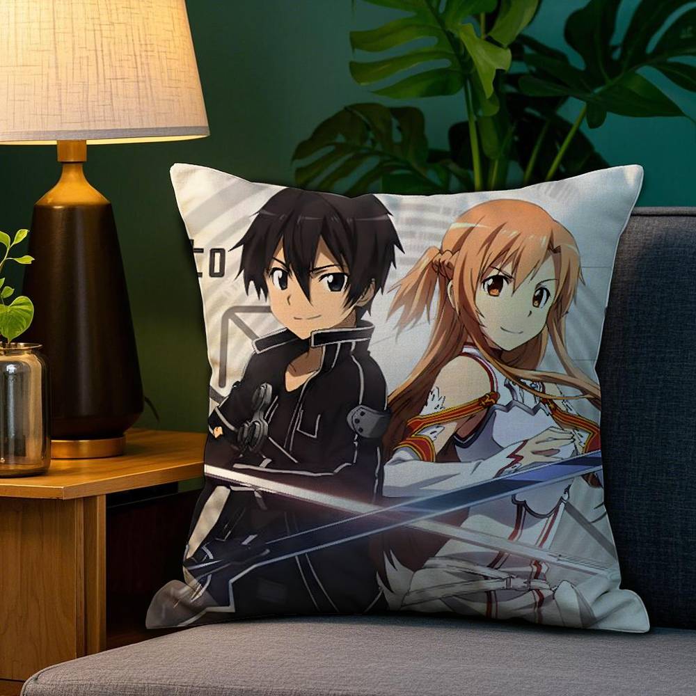 S-Sword Art O-Online SAO Pillow Case Sofa Living Room Bedroom Double-sided Printing Square Cushion Nap Time Pillow Case