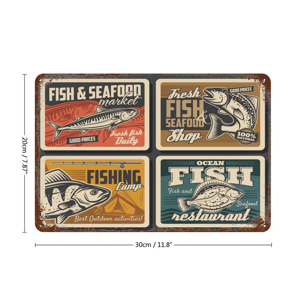 1-Pack retro styled metal wall sign, 20×30cm and 30×40cm, rusted surface decor for living room, home bar or hallway