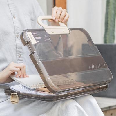 A4 Transparent Plastic Folder Large Accordion File Bag for Calligraphy and Test Paper Storage