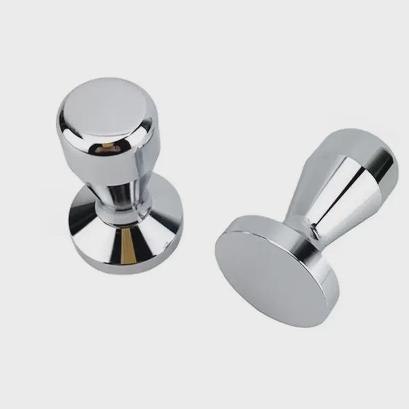 Stainless Steel Coffee Tamper with Wooden Handle & Threaded Powder Distributor
