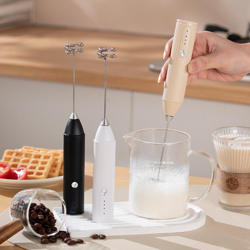 Electric Wireless Handheld Milk Frother with Coffee Frothing & Egg Beating Function