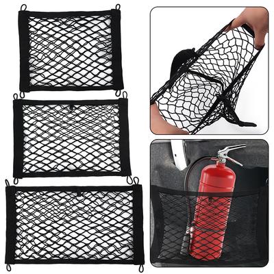Filet de rangement pour coffre arrière de voiture, filet à cordes élastiques, sac de rangement pour autocollants magiques, organisateur automatique pour dossier de siège