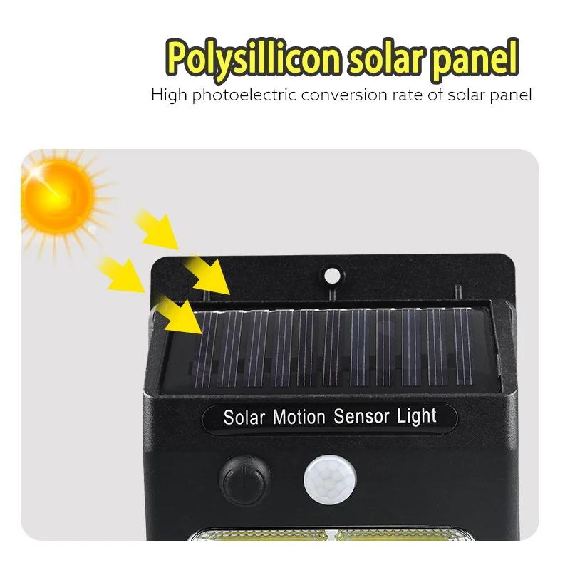 30/96/112LED Solar Light Outdoor Solar Wall Lamp Human Body Sensor 3 Modes Waterproof Garden Decor Street Light Sunlight Powered