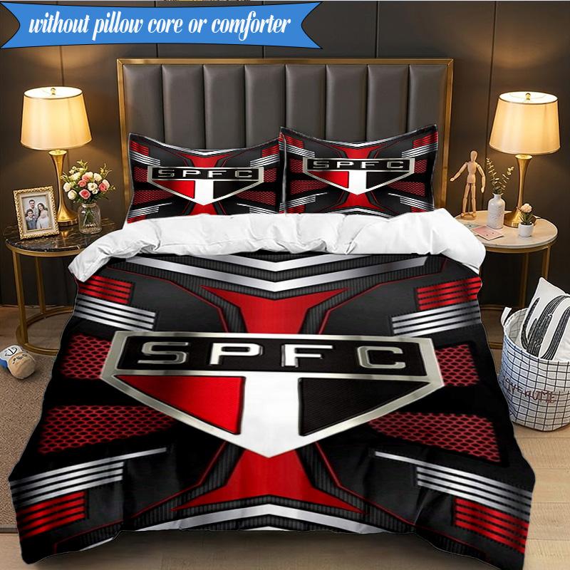 3PCS Paulo Fc Emblem Printed Soft Bedding Set,Including 1pc Duvet Cover And 2pcs Pillowcases Perfect for Bedroom, Dormitory, Fan Gift