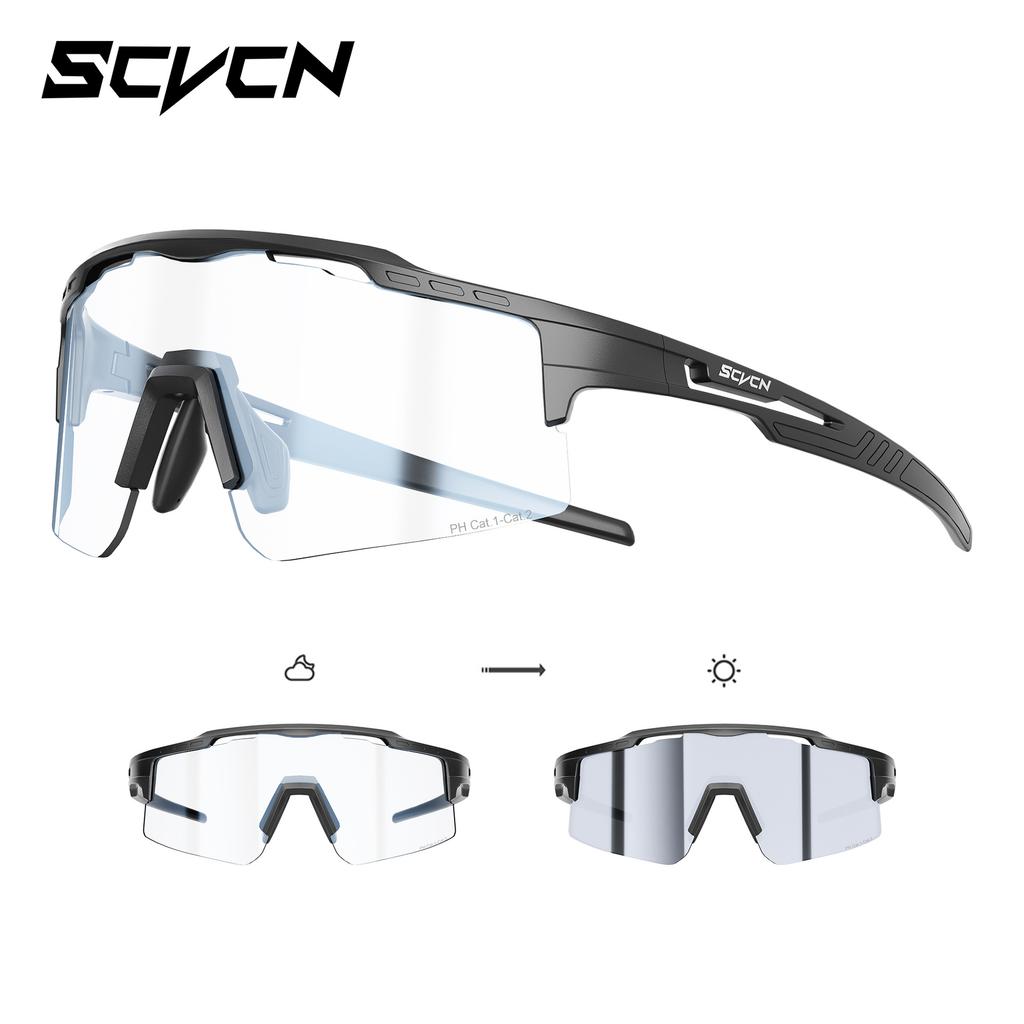 SCVCN Cycling Glasses, Outdoor Sports Photochromic Glasses, Wide-view Lenses, Windproof Goggles for Mountain Climbing and Hiking