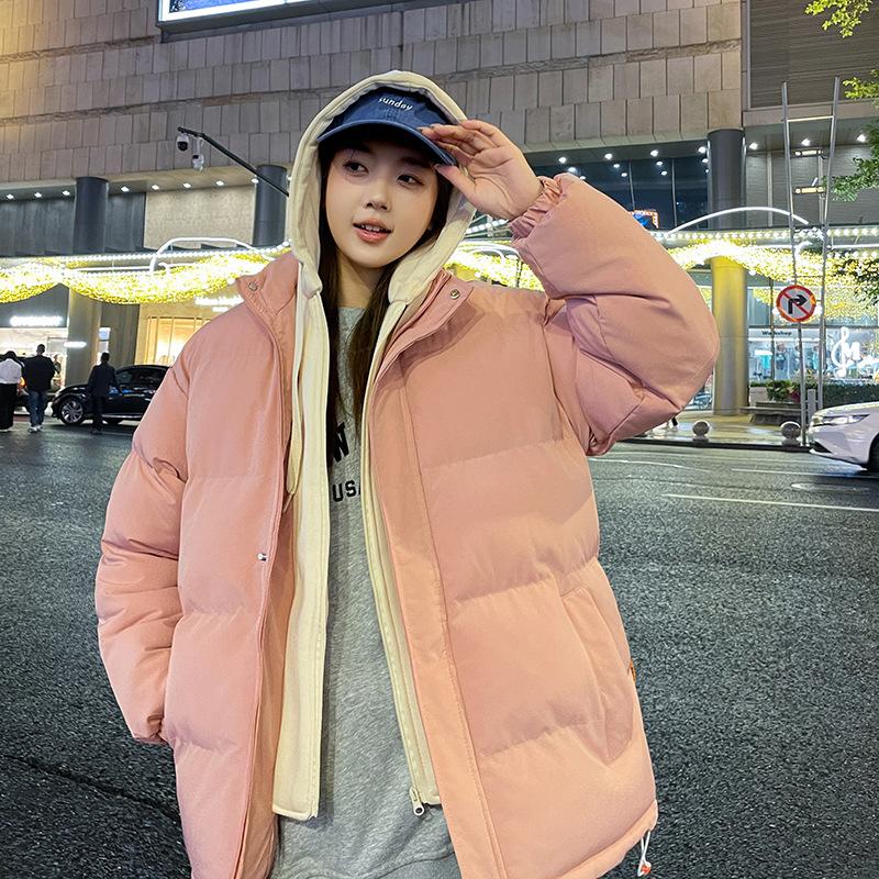 

Down cotton jacket men s winter new fleece thickened cotton jacket loose plus size men s padded jacket cotton jacket 6XL рожевий