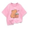 Summer Kids Clothes Tees Cute Capybara Printed Fashion Boys Girls Cotton Oneck Tshirts Tops Casual Children Short Sleeve Shirt