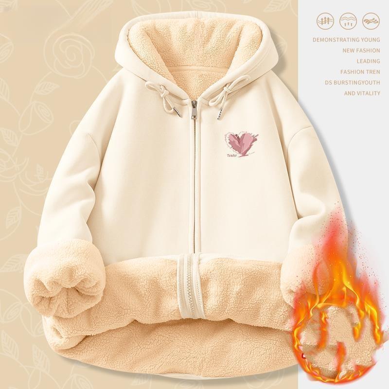 Plus Sametový Silný Svetr Zima Jehněčí Samet Vánoční Rok Draka Ležérní Sportovní Větrovka