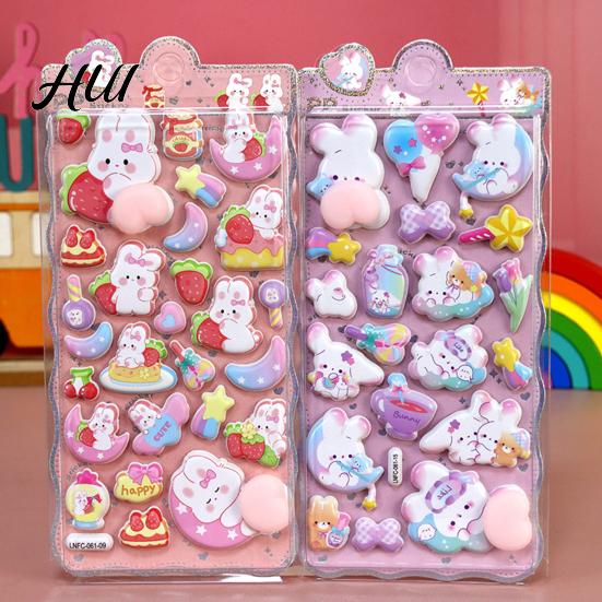 Mobile Phone Case Decal 3D Puffy Stickers Panda Rabbit Bear Animal Squishy for Aesthetic Sticker Assortment Kids Cute Bubble Butt Crafts Decor