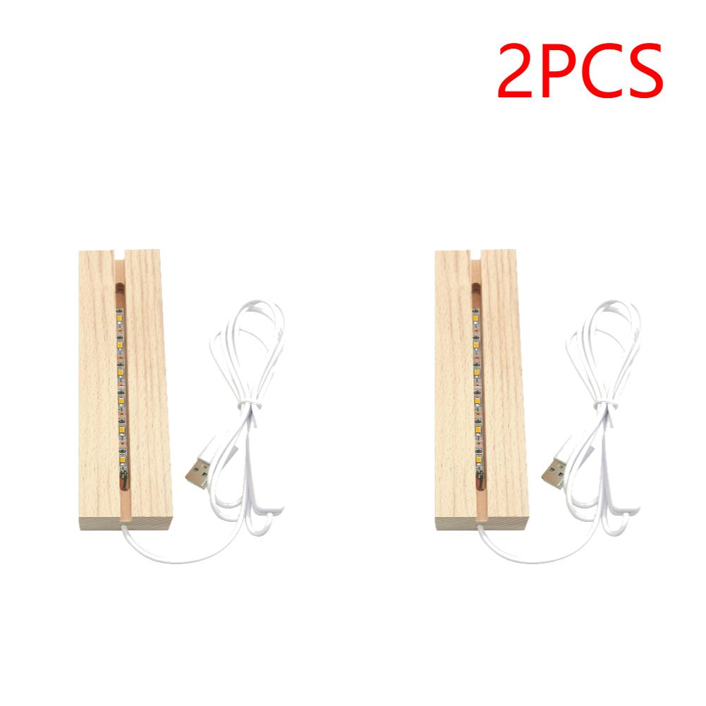 1-10PCS LED Wooden Lighted Display Base Rectangle Crystal USB Lighted Stand for 3D Handmade Art Lantern Stand Home Decoration