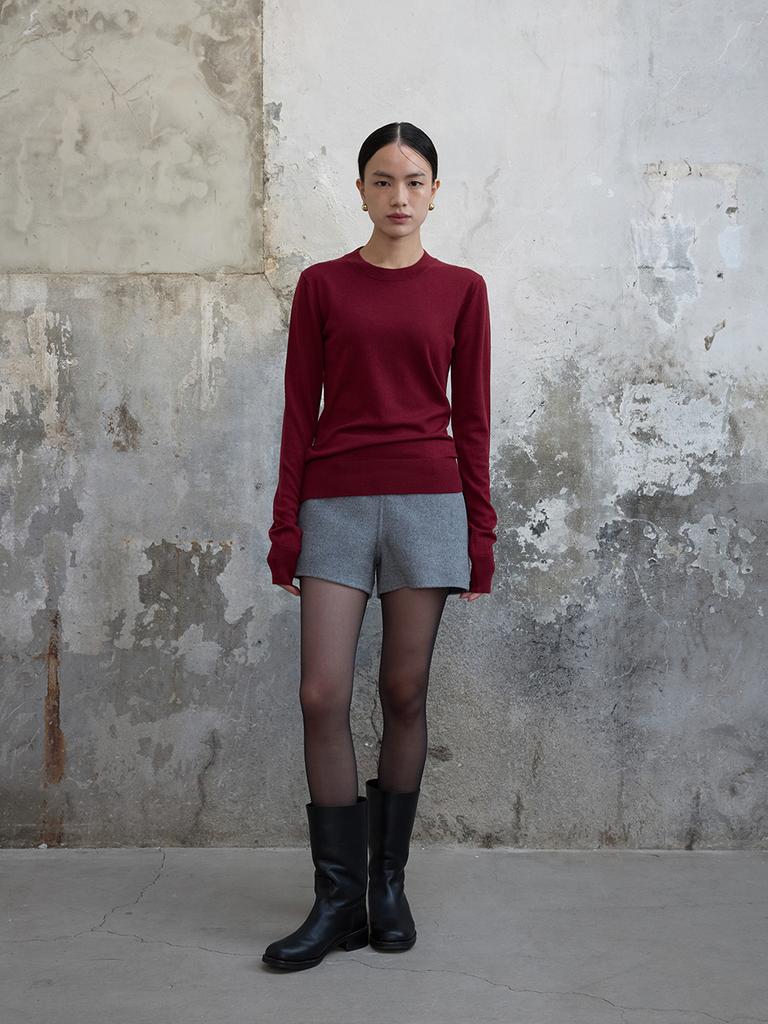 THE BOONDOCK SAINTS Round Neck Wool Kint Top Crimson