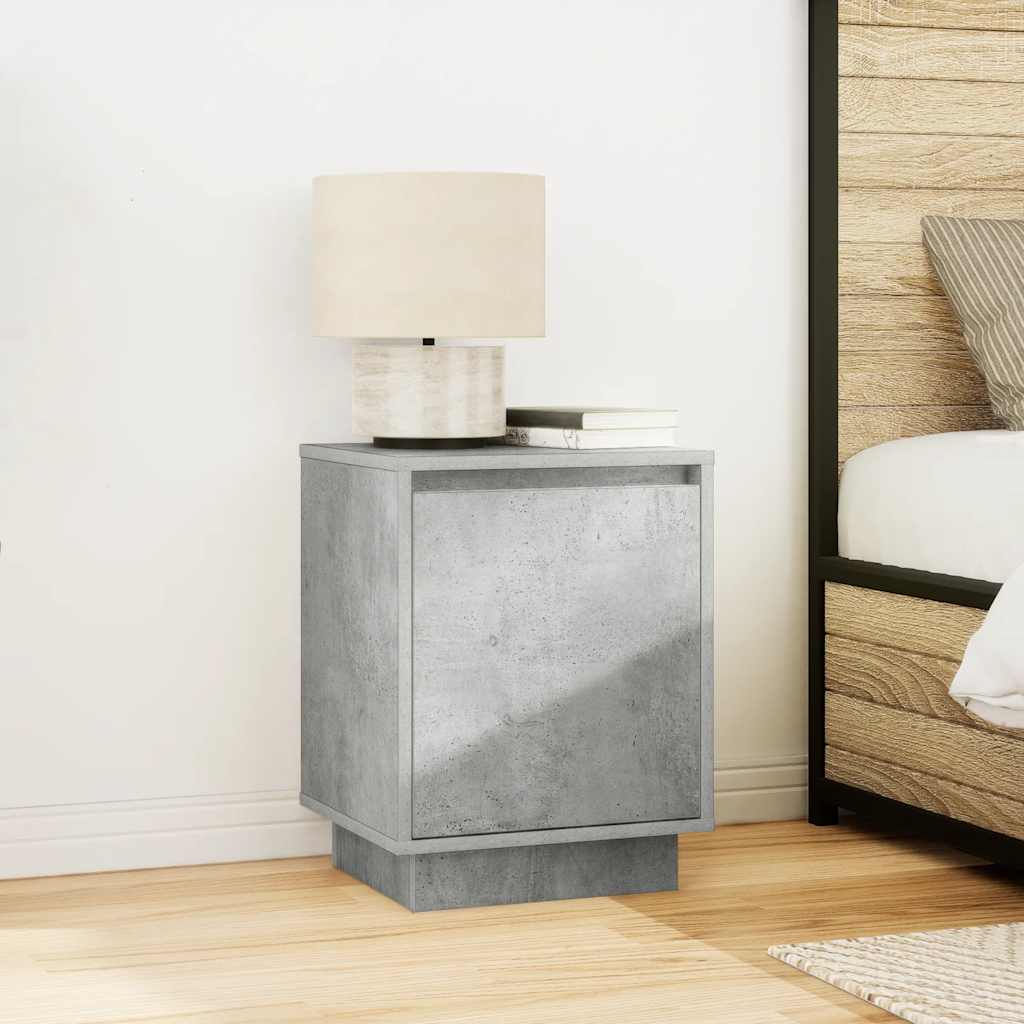 Nightstand with LED Lights Concrete Grey 38 x 34 x 50 cm