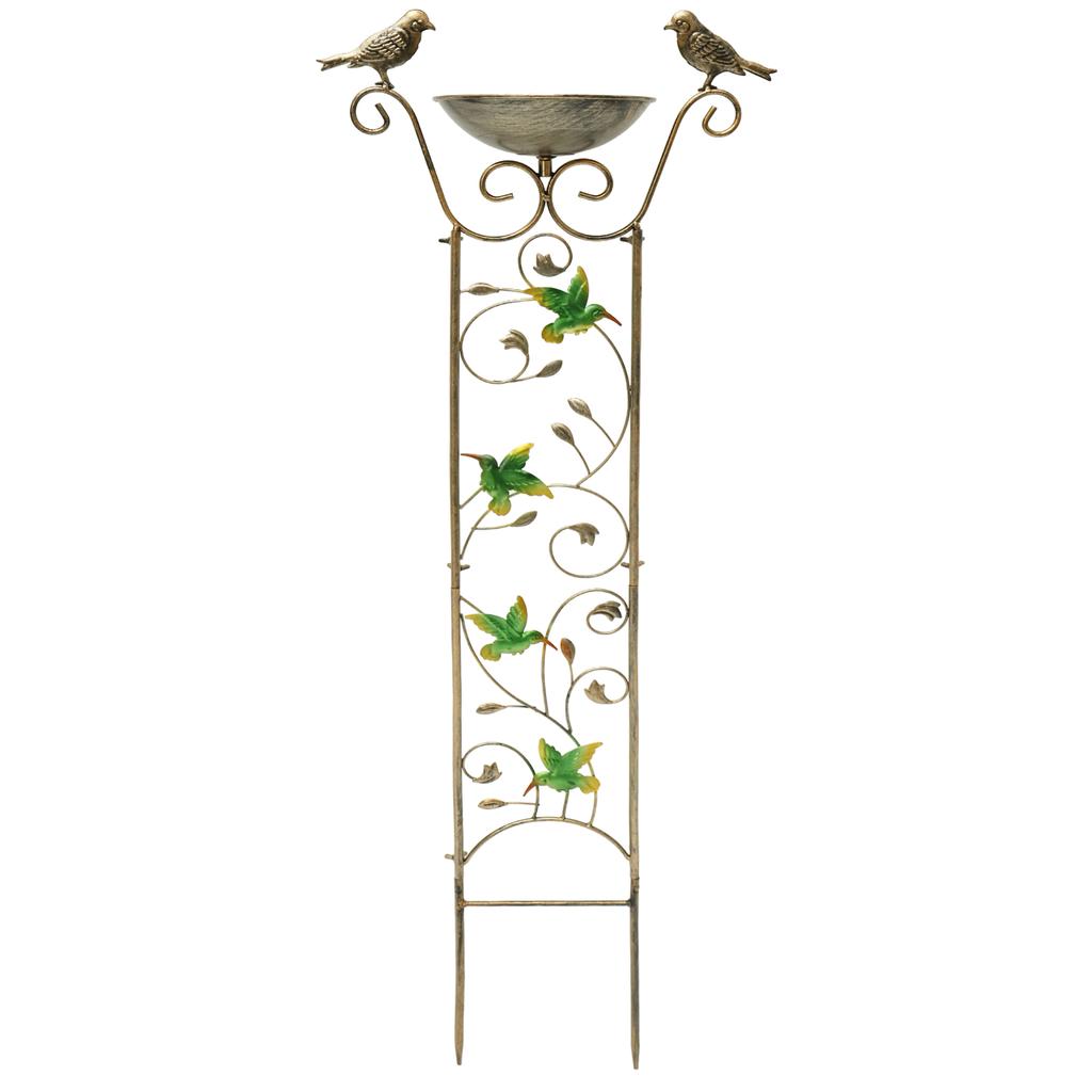 Metal Bird Feeder With Trellis for Climbing Planting Decorative Bird Bath Easy Assembly Rust Resistant Planting Frame for Garden