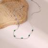 GEMCHIC Women's Vintage Geometry Square Zircon Stainless Steel Choker Necklace Flat Snake Chain Trendy Fashion Jewelry