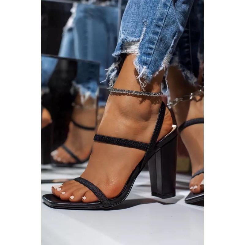 Large size summer new high-heeled sandals women's thick heel square head height-increasing women's shoes large size