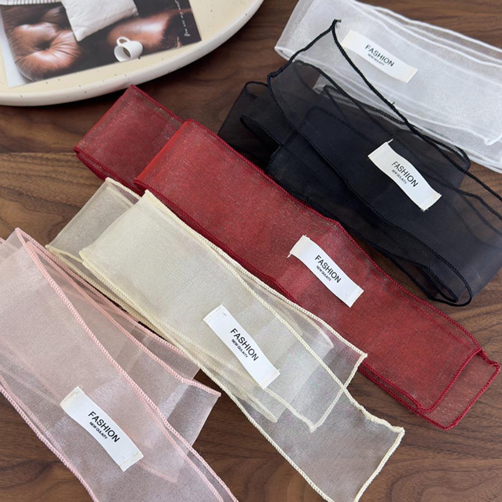 Thin Silk Scarf Solid Color Narrow Scarf Decorative Ribbon Headbands Summer