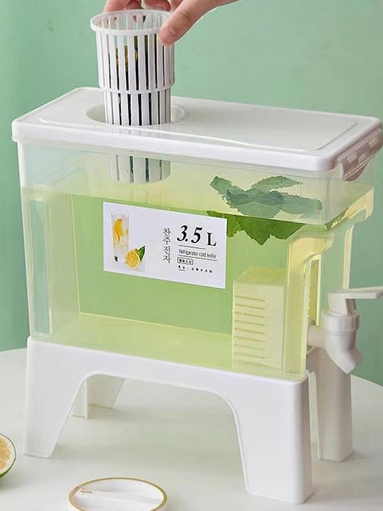 3.5L Cold Water Pitcher Portable Drink Dispenser Leakproof Beverage Dispenser Multi-Function for Juice Beverage Lemonade
