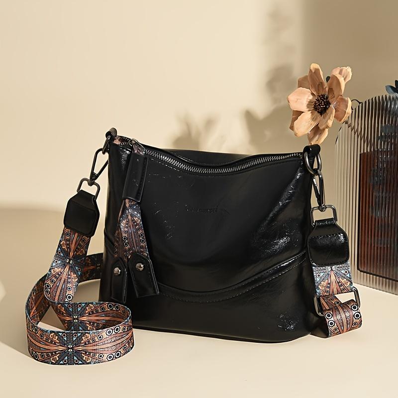 Dámská kabelka přes rameno ve vintage stylu, prostorná crossbody taška s nastavitelným popruhem, zapínání na zip, více kapes, lehká módní designová kabelka