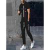 Autumn Street Fashion Men's Casual Long Pants Set, Two-color Spliced Men's Casual Round-neck And Casual Long Pants S-3XL
