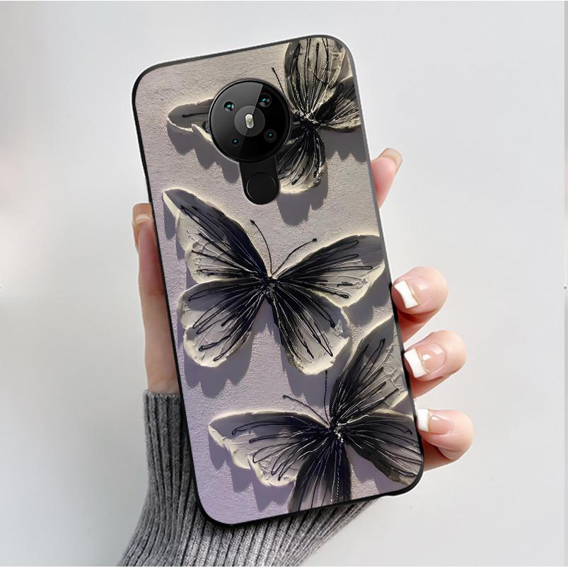 Printing Pattern Case For Nokia 5.3/Nokia 5.4/Nokia 3.4 Coque Soft Silicone Black Shell Cover Cute Flower Cartoon Casing Fundas