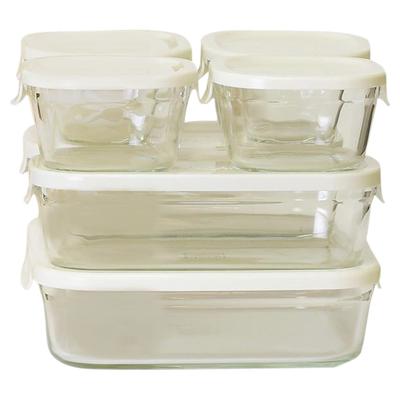 Iwaki Pack Microwave Storage White & Containers, Square, 7-Piece Set,