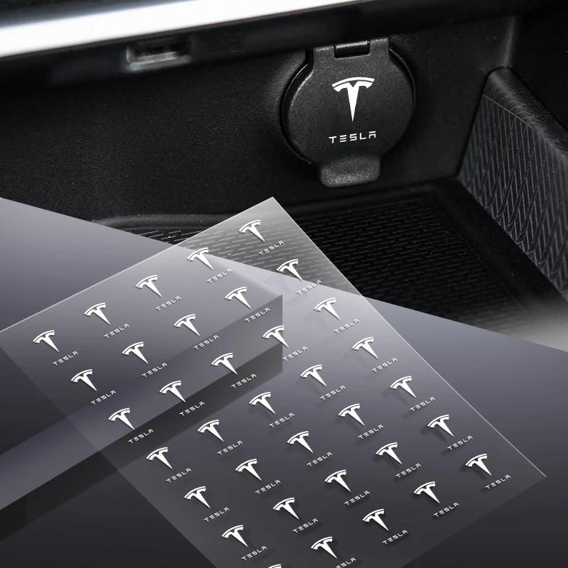 1/2/5/10pcs Car Interior Dekoration Stickers Badges Auto Styling For Tesla Model 3 Y S X 2021 Roadster Cybertruck Juguete