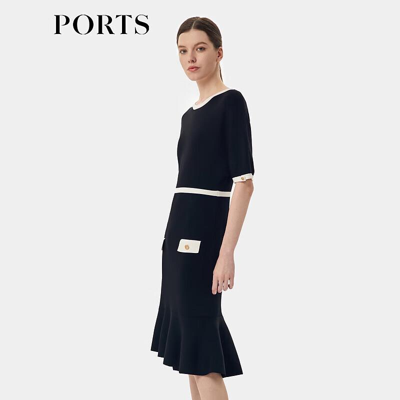 PORTS Elegant Shirt Collar Knit Midi Dress