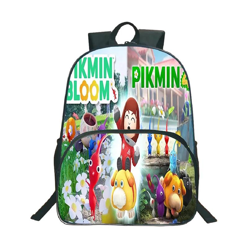 Pikmin 3D Cartoon Print Backpack Boy Girl Fashion Casual Pattern Schoolbag 16inch Fun Waterproof Knapsack DIY Custom Backpacks