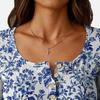 Camiseta de Fondo Delgado para Mujer Moda Casual Estampado Degradado Cuello Redondo Jersey Manga Larga Top