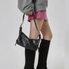 New Fashion Cool Girl Black Shoulder Bag Leather Designer Underarm Bag For Women Trendy Multi-pocket Handbag
