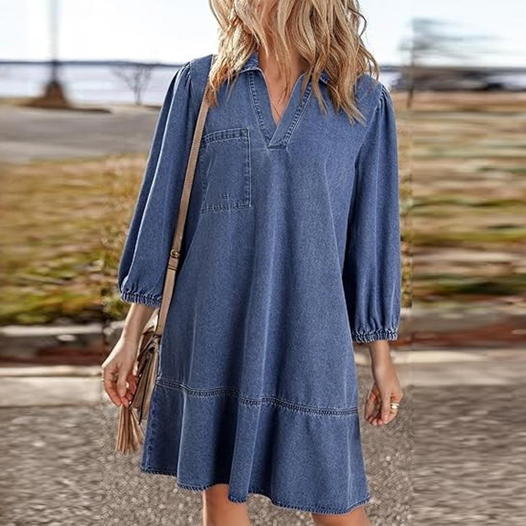 Women's Fashionable Loose V-neck Dress