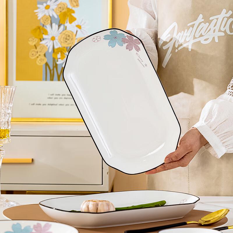 Jingdezhen Europäischer Stil Florales Keramik Fischplatten-Set