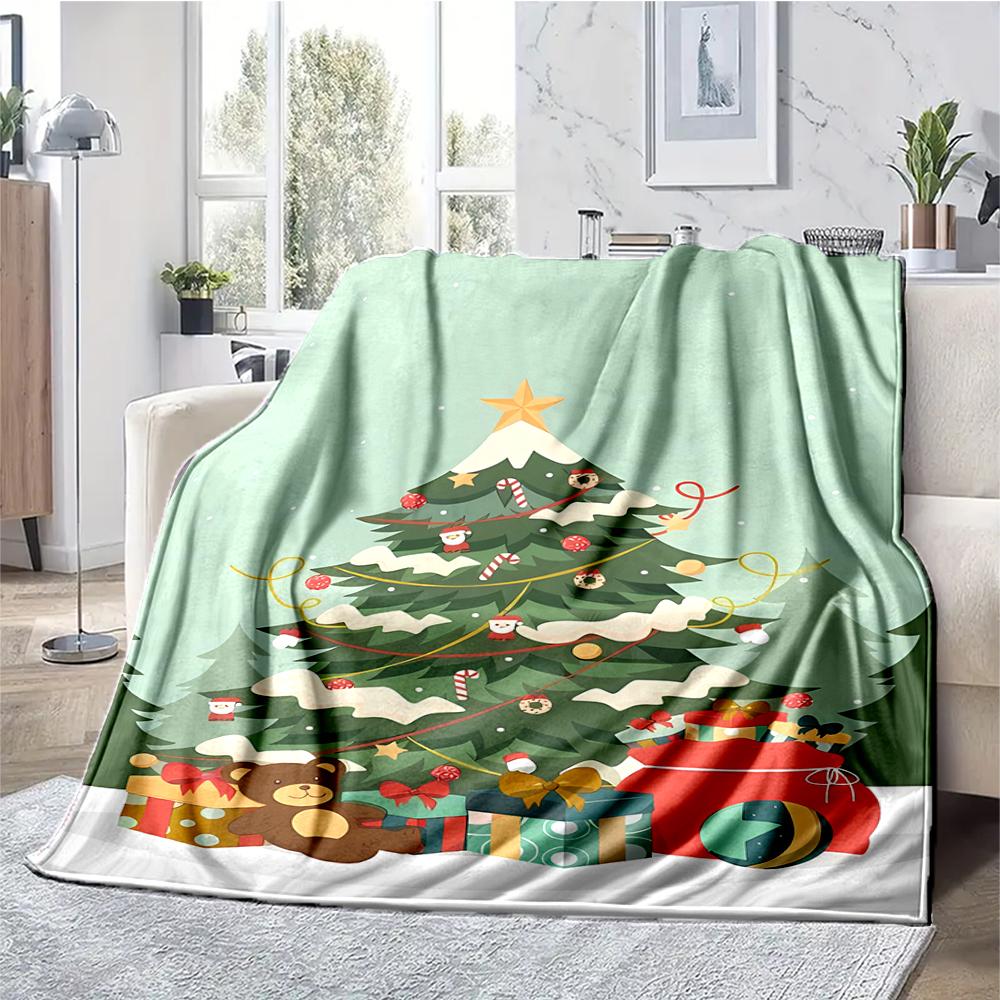 Christmas tree Theme Printed Blanket - Perfect for Couch, Bed, Travel & Outdoor Use | Machine Washable, Cozy & Durable.
