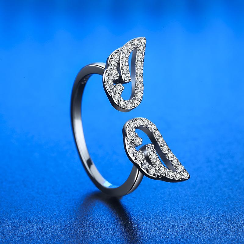 925 Silver Ring Heart AAA Zircon Open Adjustable Engagement For Women Wedding Fashion Jewelry Party Gifts