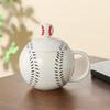 Tasse à café en forme de baseball avec couvercle Poignée en forme de C Tasse en céramique 420 ml Tasse à boire de l'eau pour café thé boissons Utilisation à la maison cuisine extérieur