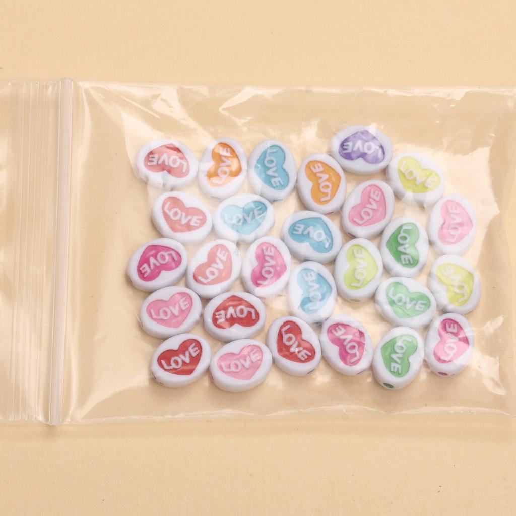 12.5*9.5mm 30pcs Flat Heart Colorful Love Loose Spacer Acrylic Beads For Jewelry Making Diy Necklaces Handmade Accessories