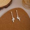 Personalized Chain Cross Diamond Stud Earrings, Light Luxury High Sense Simple Earrings Women