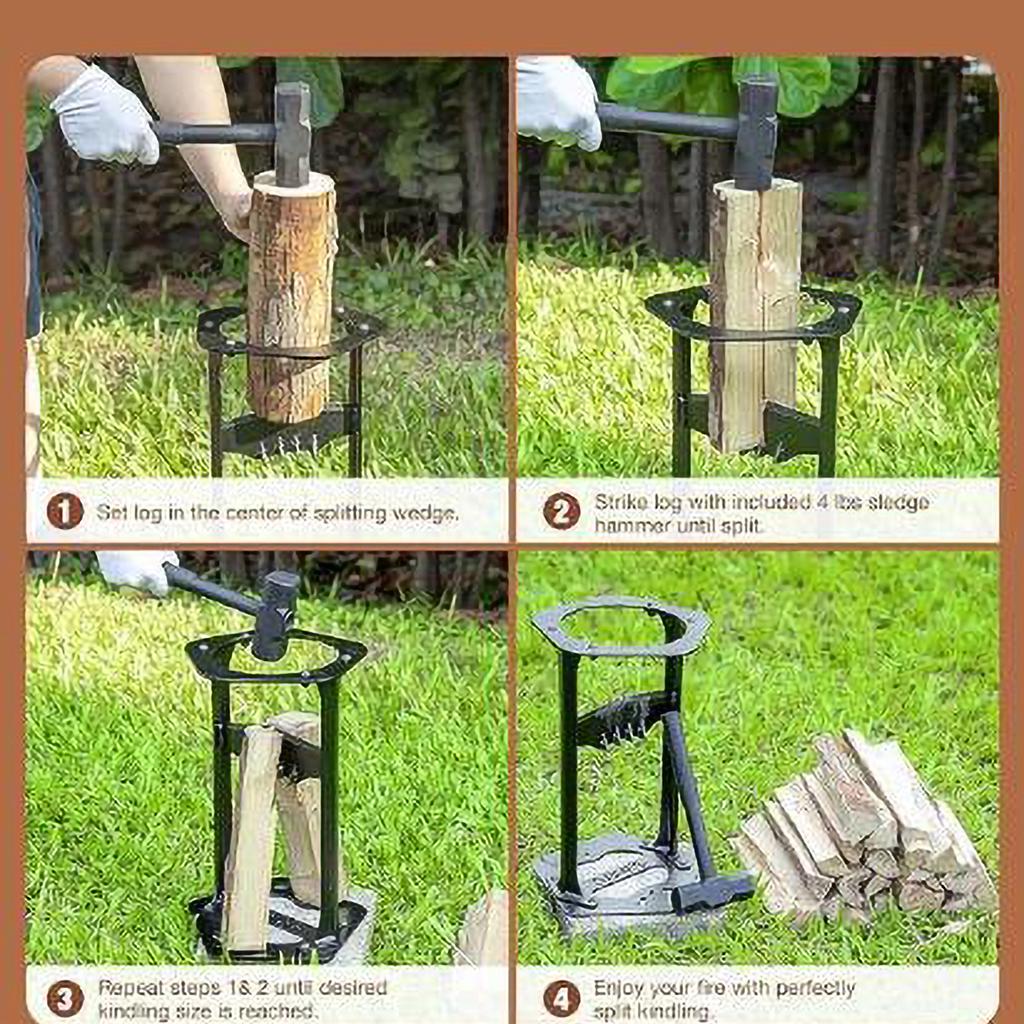 Manual Firewood Distributor - Firewood Distributor Wedge Hatchet - Handmade Cast Iron Kindling Firewood Splitter,Outdoor Tools