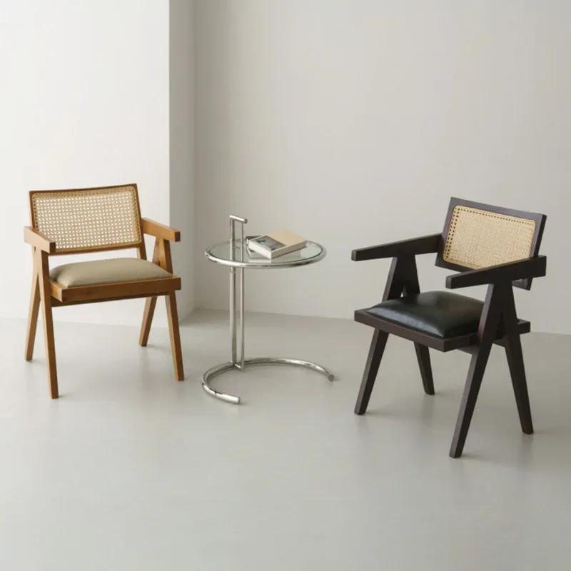Ancient Solid Wood Living Room Chairs Japanese Simple Home Furniture Back Rattan Dining Chair Single Design Armchair Sofa Chair