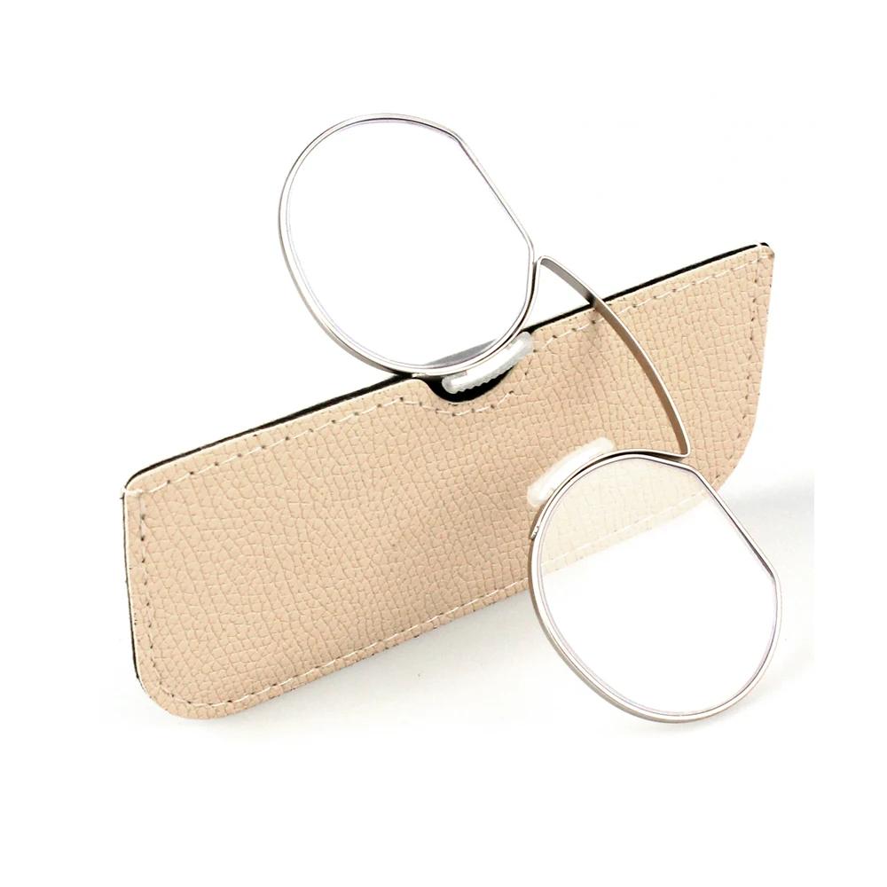

Reading Glasses For Men Clip Nose Portable With Out Temple Presbyopic Glasses Oval Metal High Quality With Case Silver +1.0