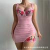European and American Large-size Sexy Lingerie Lace Perspective Embroidery Hip-wrapped Nightdress, Thong Temptation