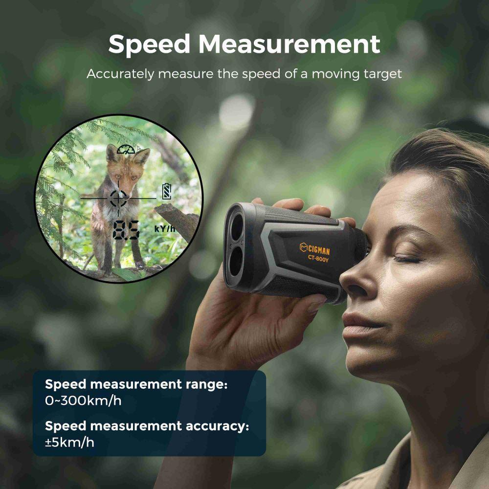 Dalmierz golfowy CIGMAN CT-800Y 800m z 6-krotnym powiększeniem, blokadą masztu flagowego za pomocą wibracji, paskiem magnetycznym, ładowaniem przez USB