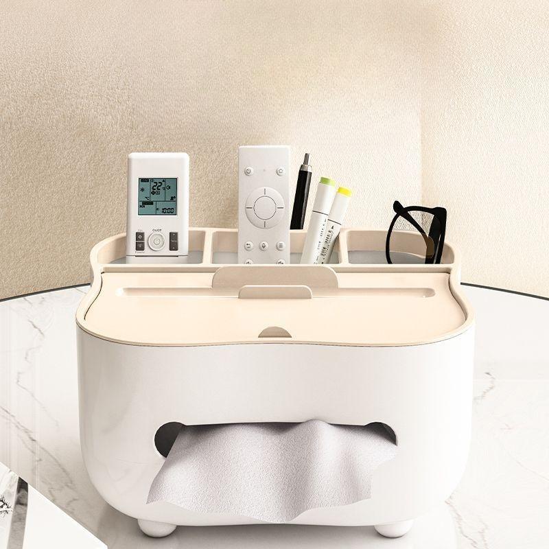 Paper Towel Holder Multi Functional Remote Control and Miscellaneous Storage Box on The Table with Phone Holder Desktop Storage